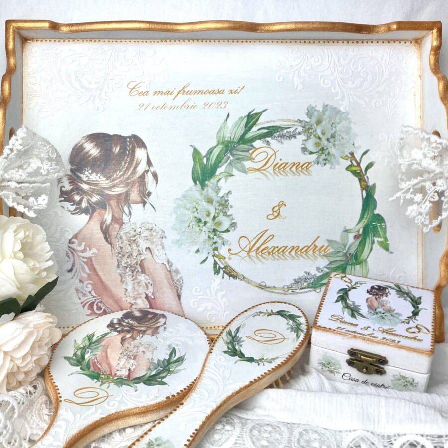 Set mireasa  ”Alb si verde”