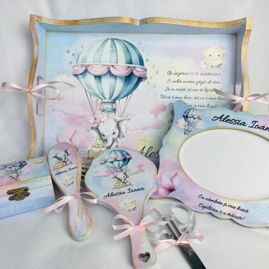 Set Prima Aniversare "Balon cu aer cald si elefantel”