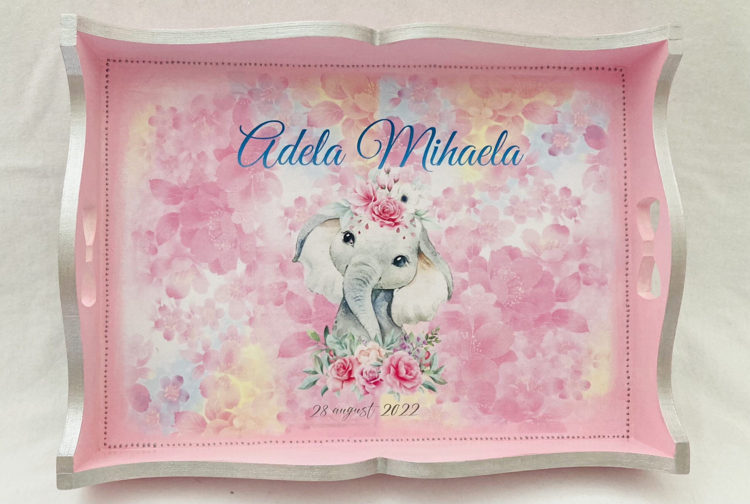 Set Prima Aniversare si Cufar ”Flori si elefant” - Image 3