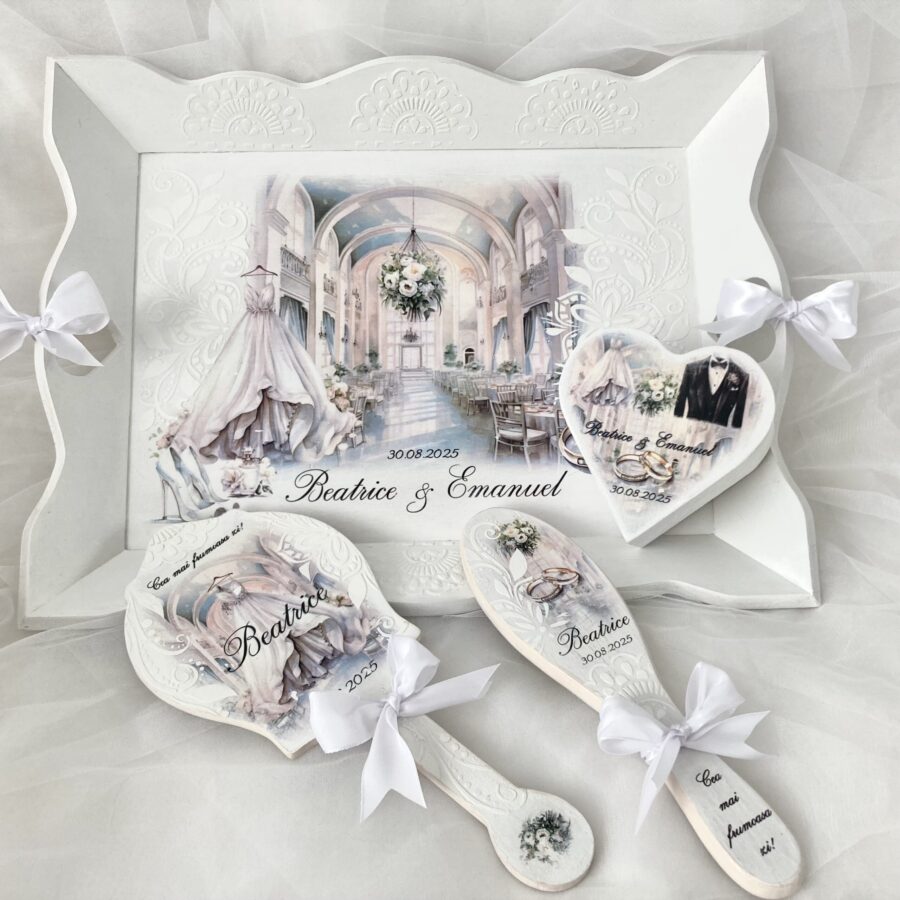 Set mireasa dantela alba