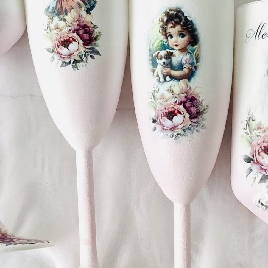 Pahare botez fetita „Flori roz”