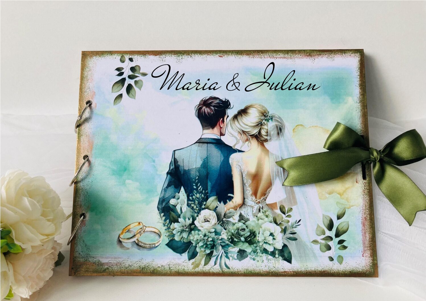 Guestbook nunta flori verzi