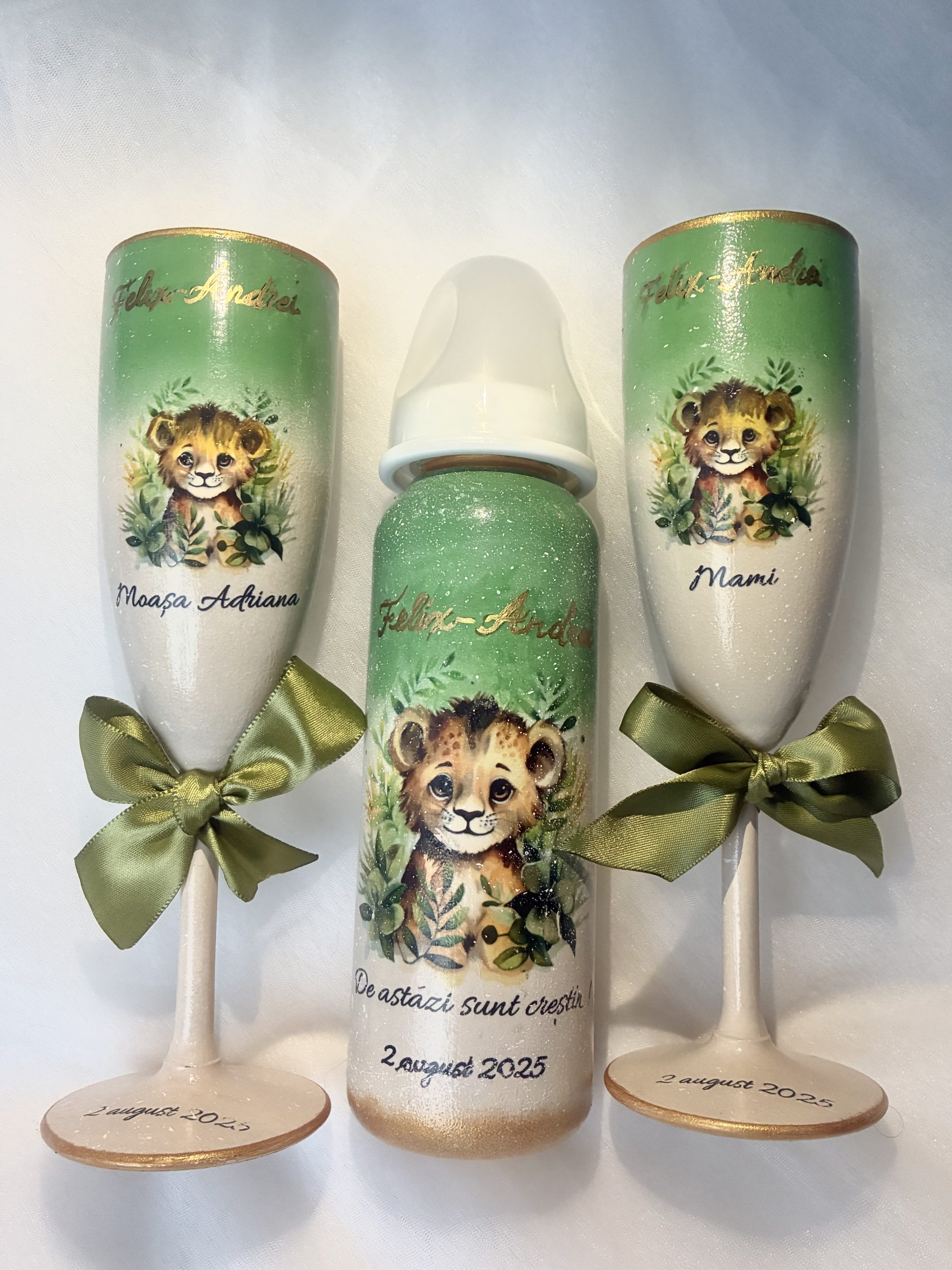 Biberon botez verde olive „Jungle” - Image 2