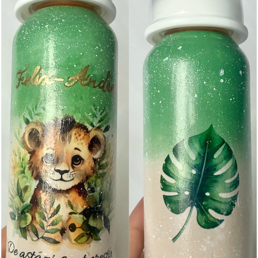 Biberon botez verde olive „Jungle”